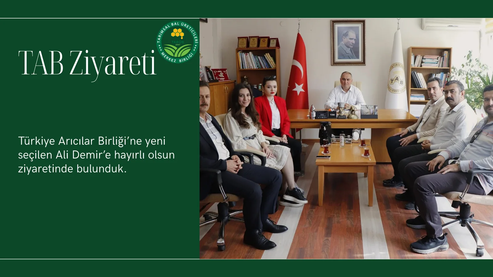 Türkiye Arıcılar Birliği'ne yeni seçilen Ali Demir'e hayırlı olsun ziyaretinde bulunduk.